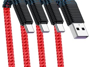 كابل USB A إلى النوع C ، Cabepow [3 حزم] 1 قدم قصير سريع الشحن سلك USB من النوع C 1 قدم لهاتف Samsung Galaxy A10 / A20 / A51 / S10 / S9 / S8 ، شاحن 1 قدم من النوع C كابل USB مضفر من النايلون الفاخر - أحمر داكن