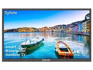 تلفزيون SYLVOX 65 بوصة في الهواء الطلق ، تلفزيون ذكي مقاوم للماء 4K LED في الهواء الطلق مع مكبرات صوت مزدوجة ، دقة عالية رفيعة للغاية ، يدعم البلوتوث والواي فاي ، درجة تجارية مناسبة لمناطق الشمس الجزئية