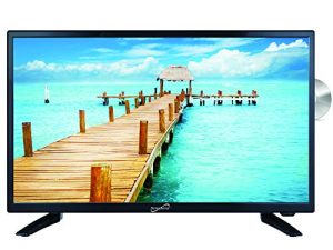 SuperSonic SC-2412 LED Widescreen HDTV & Monitor 24 "، مشغل DVD مدمج مع مدخل HDMI و USB و SD و AC / DC: DVD / CD / CDR عالي الدقة وتقليل الضوضاء الرقمية