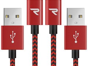 RAMPOW Braided Micro USB Cable 6.6ft ، كابل شاحن Samsung QC 3.0 سريع ، سلك شحن Micro USB متوافق مع Galaxy S7 / S6 ، Sony ، Motorola والمزيد - أحمر