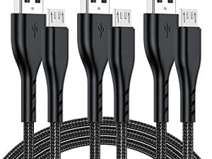 كابل Micro USB مضفر بطول 6 أقدام ، كابل شحن Android سريع لشحن الهاتف مع مضفر نايلون طويل جدًا متوافق مع PS4 ، Samsung Galaxy S7 Edge / S7 / S6 ، Note 5 4 ، LG (3pack)