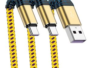 كابل USB A إلى النوع C ، Cabepow (عبوتان) 10 قدمًا إضافيًا سريع الشحن 10 أقدام سلك USB من النوع C لهاتف Samsung Galaxy A10 / A20 / A51 / S10 / S9 / S8 ، شاحن 10 أقدام من النوع C كابل USB مضفر ممتاز من النايلون - أصفر