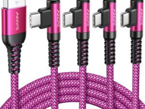 كابل USB C [4 عبوات ، 3.1A] شاحن من النوع C سريع الشحن ، الزاوية اليمنى AINOPE [10 / 6.6 / 3.3 / 3.3ft] كابل USB A إلى USB C مضفر من النايلون متوافق مع Galaxy S22 S10 Plus S21 S20 ، Note 10 ، هاتف LG Google Pixel