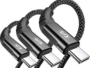 كابل USB C 3.1A سريع الشحن [3 عبوات ، 10 أقدام + 6.6 قدم + 3.3 قدم] ، سلك مضفر من النايلون من USB-A إلى USB-C ، سلك مضفر من النايلون لهاتف Samsung Galaxy S21 S20 S10 S9 S8 Plus / FE Note 20 10 9 8 7، A71 A51 A32، LG، Moto، PS5-Black