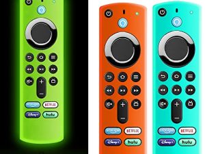 (3 عبوات) غطاء بعيد من WEVOVE Fire Stick عن بعد لجهاز Alexa Voice Remote الجيل الثالث ، جراب بديل لجهاز Fire TV Stick 4K / Max (أخضر متوهج وأزرق سماوي وبرتقالي)