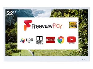 تلفزيون اليكسونغ 22 انش ابيض ذكي للحمام IP66 مقاوم للماء نظام اندرويد 11.0 مع موالف HDTV مدمج (ATSC) وواي فاي وبلوتوث