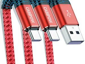 كابل Cabepow USB A إلى النوع C ، [2Pack] 10 قدمًا إضافيًا سريع الشحن 10 أقدام USB من النوع C سلك لهاتف Samsung Galaxy A10 / A20 / A51 / S10 / S9 / S8 ، شاحن 10 أقدام من النوع C ، كابل USB مضفر من النايلون الممتاز - أحمر