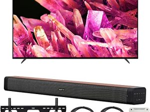 Sony XR85X90K Bravia XR 85 "X90K 4K HDR Full Array LED TV (موديل 2022) حزمة مع ديكو هوم 60 واط 2.0 قناة ساوند بار ، 37" -100 "مجموعة دعامة تثبيت على الحائط للتلفزيون ومحول تصاعد 6 منافذ