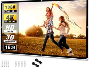 شاشة عرض 84 بوصة ، شاشة عرض فيلم Taotique 4K مقاس 16: 9 HD قابلة للطي ومحمولة ومضادة للتجاعيد في الأماكن المغلقة في الهواء الطلق وشاشة عرض فيديو على الوجهين للمنزل والحفلات والمكتب والفصول الدراسية