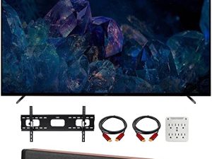 Sony XR77A80K Bravia XR A80K 77 inch 4K HDR OLED Smart TV 2022 Model Bundle مع Deco Gear 60W 2.0 Channel Soundbar ، 37 "-100" TV Wall Mount Bracket Bundle and 6-Outlet Surge Adapter