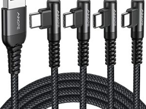AINOPE Right Angle USB Type C Cable [3-Pack 3.3ft / 6.6ft / 10ft] 3.1A Fast Charging USB to USB C Cable، Nylon Braided USB C Charging Cable متوافق مع Galaxy S21 + Ultra ، iPad Mini / Air / Pro ، Pixel 6X