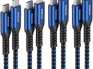 كبل USB C إلى USB C 60 وات 4 عبوات [10ft + 6.6ft + 3.3ft + 1ft] ، سلك شاحن NIMASO USB من النوع C متوافق مع Samsung Galaxy S21 / S21 + / S20 + Ultra Note 20 ، Pixel 4/3 XL ، MacBook iPad Pro / الهواء 2020 (أزرق)