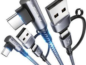 كابل JSAUX USB C 6.6FT [2-Pack] ، 60 واط USB-C إلى USB-C بزاوية قائمة شحن سريع 3.1A USB C إلى C Type C شاحن متوافق مع iPad Pro ، iPad Air ، iPad Mini ، MacBook Pro / Air ، جالاكسي اس / نوت ، بيكسل