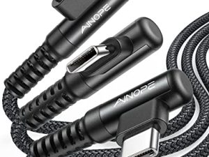 AINOPE Right Angle USB Type C Cable [3-Pack 3.3ft / 6.6ft / 10ft] 3.1A Fast Charging USB to USB C Cable، Nylon Braided USB C Charging Cable متوافق مع Galaxy S21 + Ultra ، iPad Mini / Air / Pro ، Pixel 6X