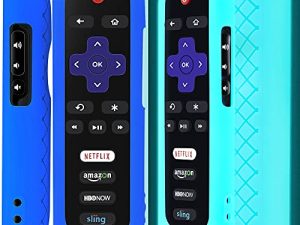 جراب تحكم عن بعد من قطعتين لـ Roku ، غطاء بطارية لجهاز التحكم عن بعد TCL Roku Smart TV Steaming Stick ، غطاء Roku TV عن بعد من السيليكون ، جهاز تحكم واقٍ من السيليكون ، غطاء عالمي يتوهج باللون الأزرق الداكن