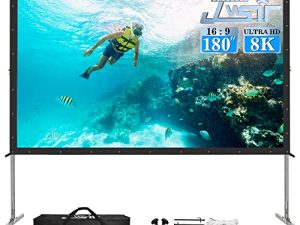 شاشة عرض وحامل ، شاشة عرض خارجية مقاس 180 بوصة من JWSIT - شاشة عرض خارجية 3 طبقات PVC 16: 9 ، شاشة عرض فيديو محمولة مع حقيبة حمل للفناء الخلفي للمسرح المنزلي