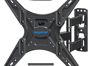 MOUNTUP TV Wall Mount ، حامل تلفاز دوار وإمالة كاملة الحركة لمعظم أجهزة التلفاز المنحنية LCD مقاس 26-55 بوصة مع ذراع مفصلي واحد ، حامل تلفزيون على الحائط يصل إلى VESA 400x400mm & 88lbs ، MU0014