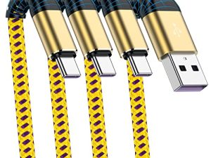كابل USB A إلى النوع C ، Cabepow [3 حزم] 1 قدم قصير سريع الشحن سلك USB من النوع C 1 قدم لهاتف Samsung Galaxy A10 / A20 / A51 / S10 / S9 / S8 ، شاحن 1 قدم من النوع C كابل USB مضفر ممتاز من النايلون - أصفر