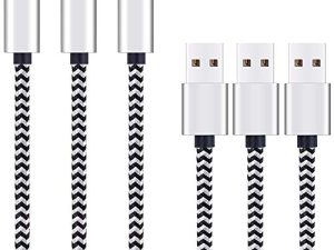 كابل Micro USB بطول 10 أقدام و 3 عبوات من Ailun High Speed 2.0 USB A Male to Micro USB Sync Charging Nylon Braided Cable for Android Phone Charger Cable Tablets Wall and Car Charger Connection Silver & Blackwhite