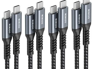كابل شحن سريع من USB C إلى USB C 60 واط 4 عبوات [10ft + 6.6ft + 3.3ft + 1ft] ، سلك شاحن NIMASO USB Type C متوافق مع Samsung Galaxy S21 / S21 + / S20 + Ultra Note 20 ، Pixel 4/3 XL ، MacBook Air iPad Pro 2020
