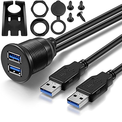 ICESPRING 2 منافذ USB 3.0 ذكر إلى USB 3.0 أنثى AUX فلوش جبل سيارة تمديد كابل لشاحنة سيارة قارب دراجة نارية لوحة لوحة القيادة - (3 أقدام) ICESPRING 2 منافذ USB 3.0 ذكر إلى USB 3.0 أنثى AUX فلوش جبل سيارة تمديد كابل لشاحنة سيارة قارب دراجة نارية لوحة لوحة القيادة - (3 أقدام)