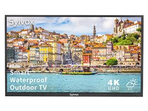 تلفزيون SYLVOX 55 بوصة في الهواء الطلق ، تلفزيون ذكي خارجي مقاوم للماء بدقة 4K UHD ، مكبرات صوت مزدوجة مدمجة تدعم Bluetooth و 2.4 G WiFi ، موالف ATSC و NTSC مدمج ، 700 نت مناسبة لمناطق الشمس الجزئية