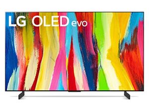 LG 42-Inch OLED evo C2 Series تلفزيون ذكي مدمج بدقة 4K ، معدل تحديث 120 هرتز ، 4K مدعوم بالذكاء الاصطناعي ، Dolby Vision IQ و Dolby Atmos ، WiSA Ready ، Cloud Gaming (OLED42C2PUA ، 2022) (متجدد)