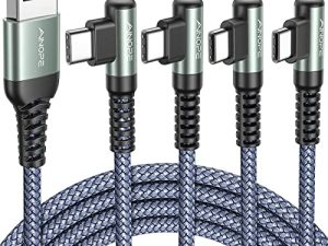 AINOPE USB C Cable 4-Pack [10 / 6.6 / 3.3 / 3.3ft] 3.2A Type C Charger Fast Charging Right Angle ، USB C Charger Nylon Braided متوافق مع Galaxy S10 S9 S8 Plus S21، Note 10 9 8، LG، Type C كابل