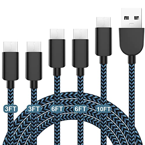 5 عبوات (3/3/6/6 / 10FT) شحن سريع 3A USB-C إلى USB-A كابل شاحن سريع سريع متوافق مع Samsung Galaxy S10 S9 S8 Plus ، Note 10 9 8 ، LG V50 V40 G8 G7 (أزرق) 5 عبوات (3/3/6/6 / 10FT) شحن سريع 3A USB-C إلى USB-A كابل شاحن سريع سريع متوافق مع Samsung Galaxy S10 S9 S8 Plus ، Note 10 9 8 ، LG V50 V40 G8 G7 (أزرق)