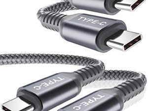 كابل Basesailor USB C إلى النوع C 100 واط 6.6 قدم / عبوتين ، سلك شاحن PD للشحن السريع لجهاز MacBook ، iPad Pro 10 10th Air 4th 5 5th Mini 6 6th Generation ، Samsung Galaxy Z Flip Fold ، Google Pixel