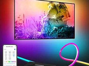 Aubess HDMI 2.0 Sync Box & TV Neon Rope Backlight Kit ، إضاءة خلفية LED لتلفاز واي فاي متوافق مع Alexa & Google Assistant لأجهزة التلفاز مقاس 65 بوصة.