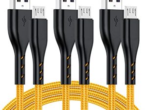 كابل Micro USB مضفر بطول 6 أقدام ، كابل شحن Android سريع لشحن الهاتف مع مضفر نايلون طويل جدًا متوافق مع PS4 ، Samsung Galaxy S7 Edge / S7 / S6 ، Note 5 4 ، LG (3pack)